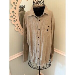 Roark Mens Shirt Size L‎  Beige Brown Long Sleeve Button Up Elbow Patches